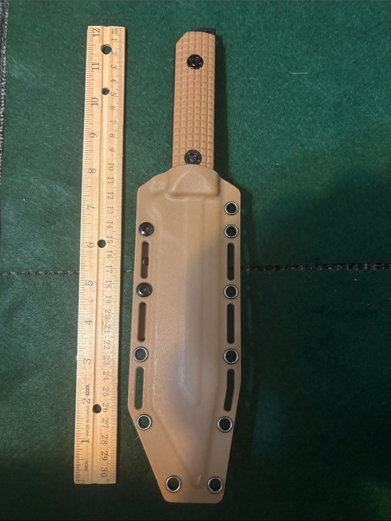 Dragon Creek D2 Steel Tactical Fixed Blade Knife with Tan Handle and Sheath